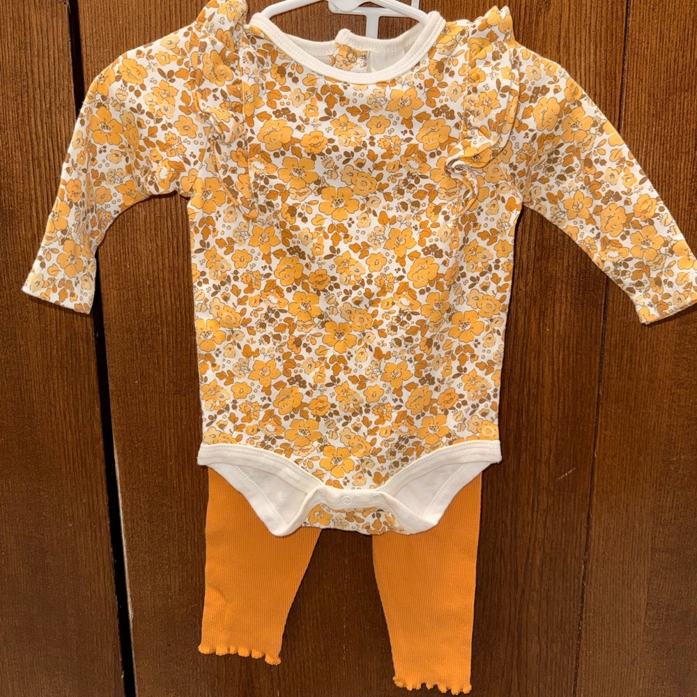 Floral Baby Bodysuit and Pants Set